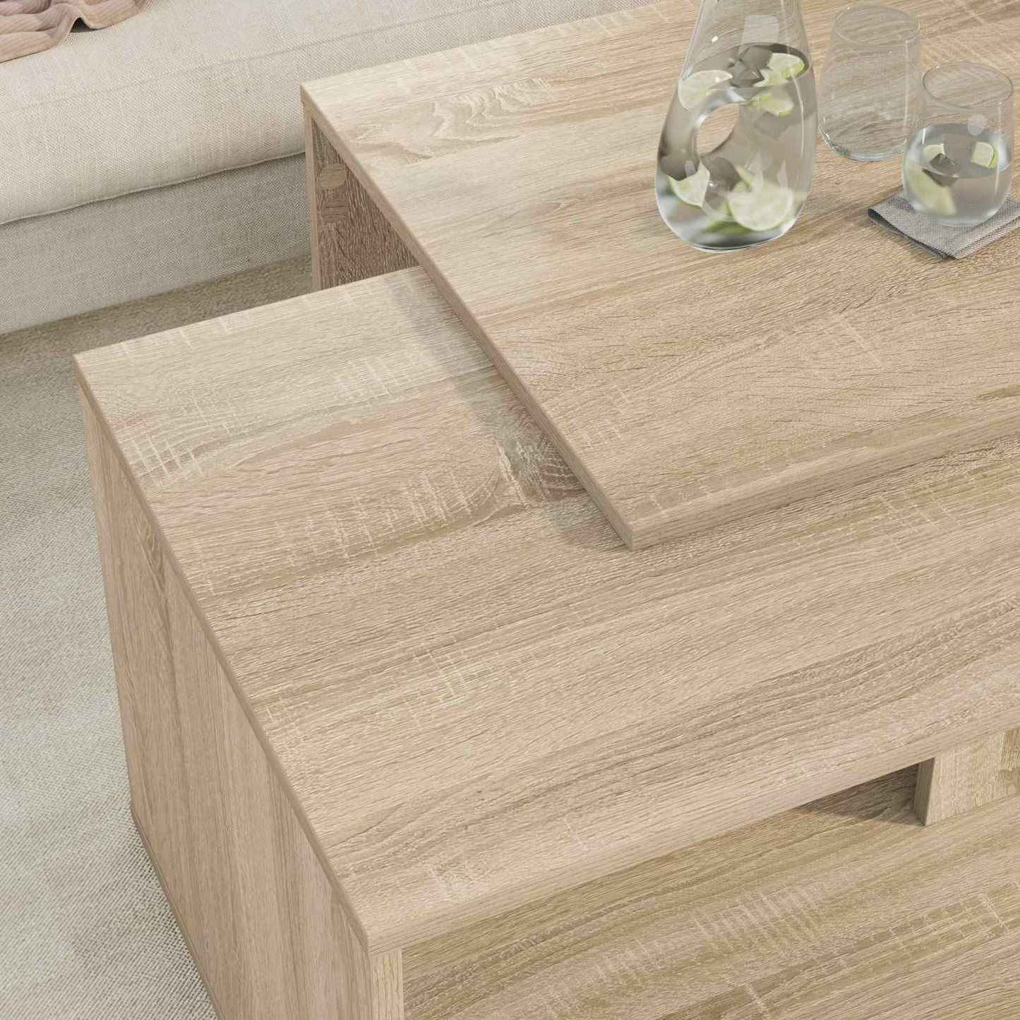 vidaXL Kaffeetisch Set 2 pcs Sonoma-Eiche Holzwerkstoff