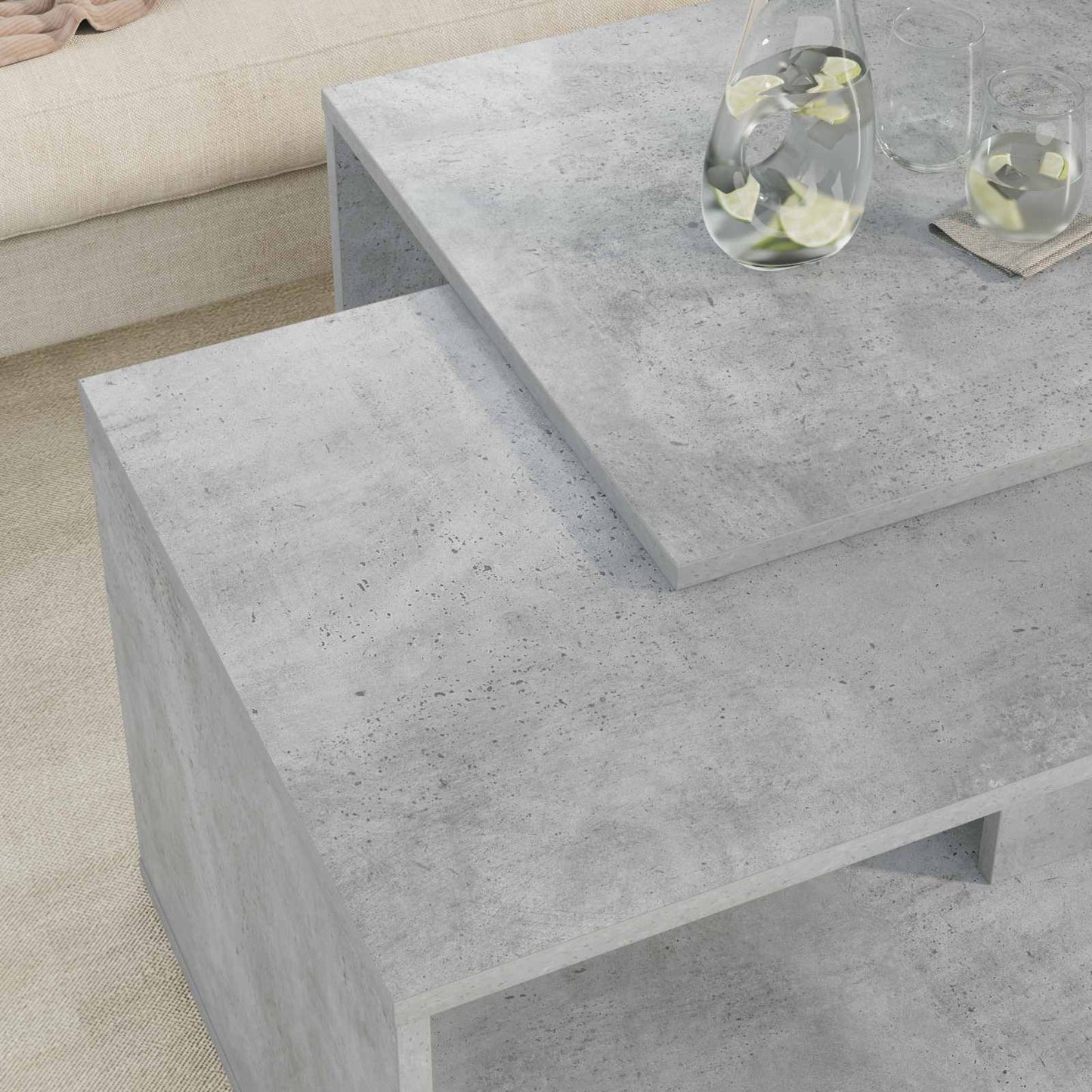 vidaXL Kaffeetisch Set 2 pcs Beton Grau Holzwerkstoff