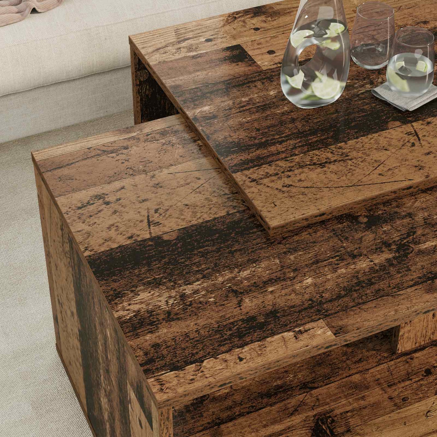 vidaXL Kaffeetisch Set 2 pcs Altholz Holzwerkstoff