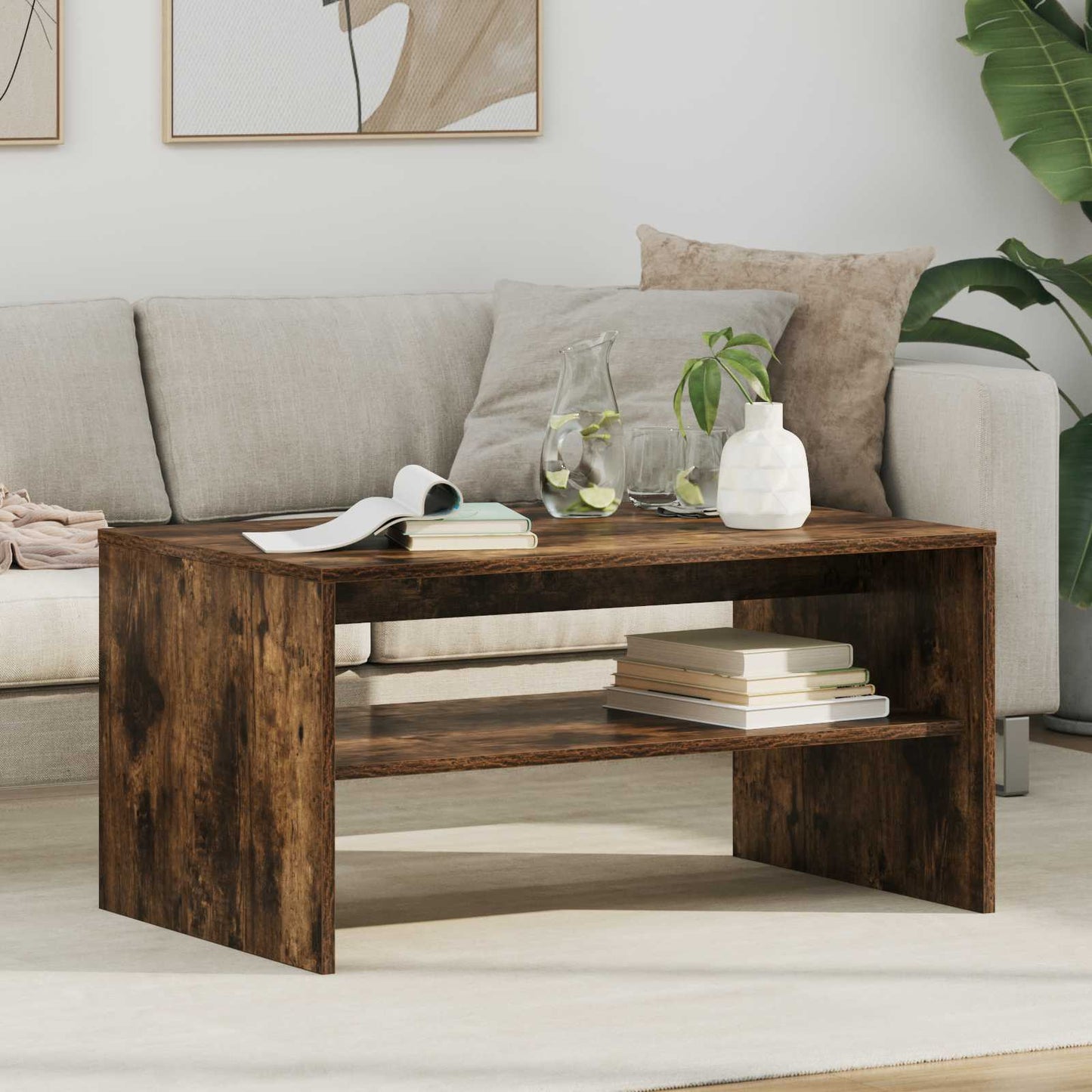 vidaXL Couchtisch Geräucherte Eiche 80 x 50 x 40 cm Holzwerkstoff