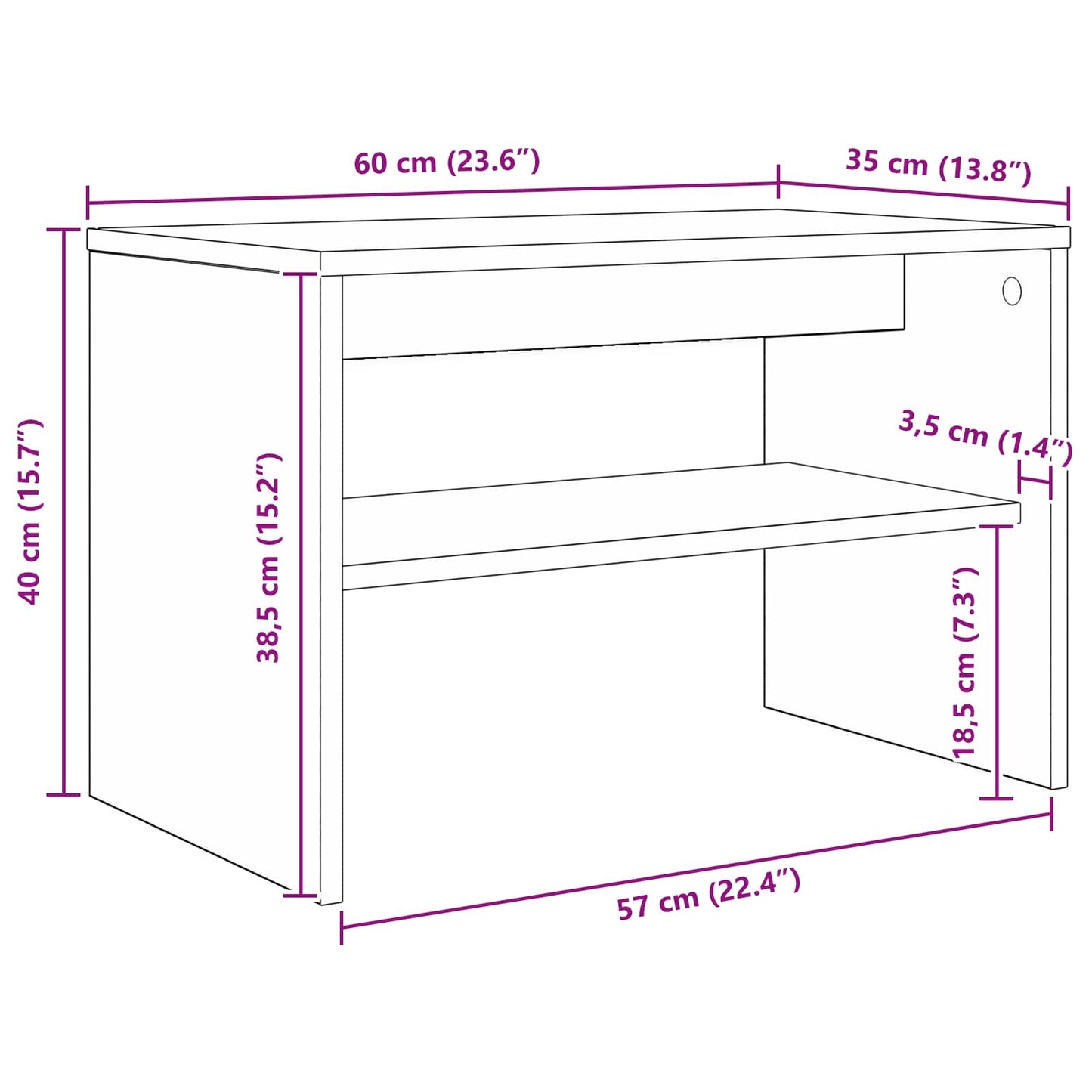 vidaXL TV-Schränk Beton Grau 60 x 35 x 40 cm Holzwerkstoff