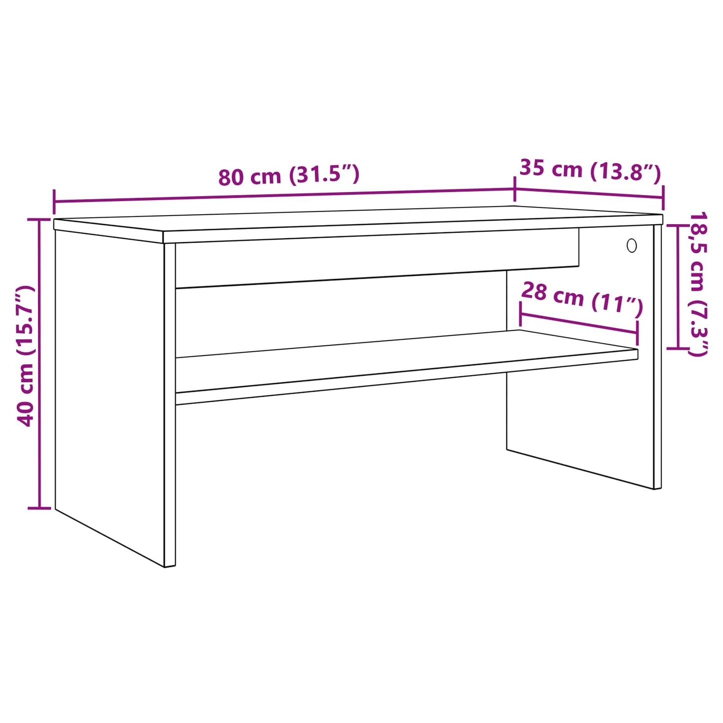 TV-Schränk Schwarz Eichen-Optik 80 x 35 x 40 cm Holzwerkstoff