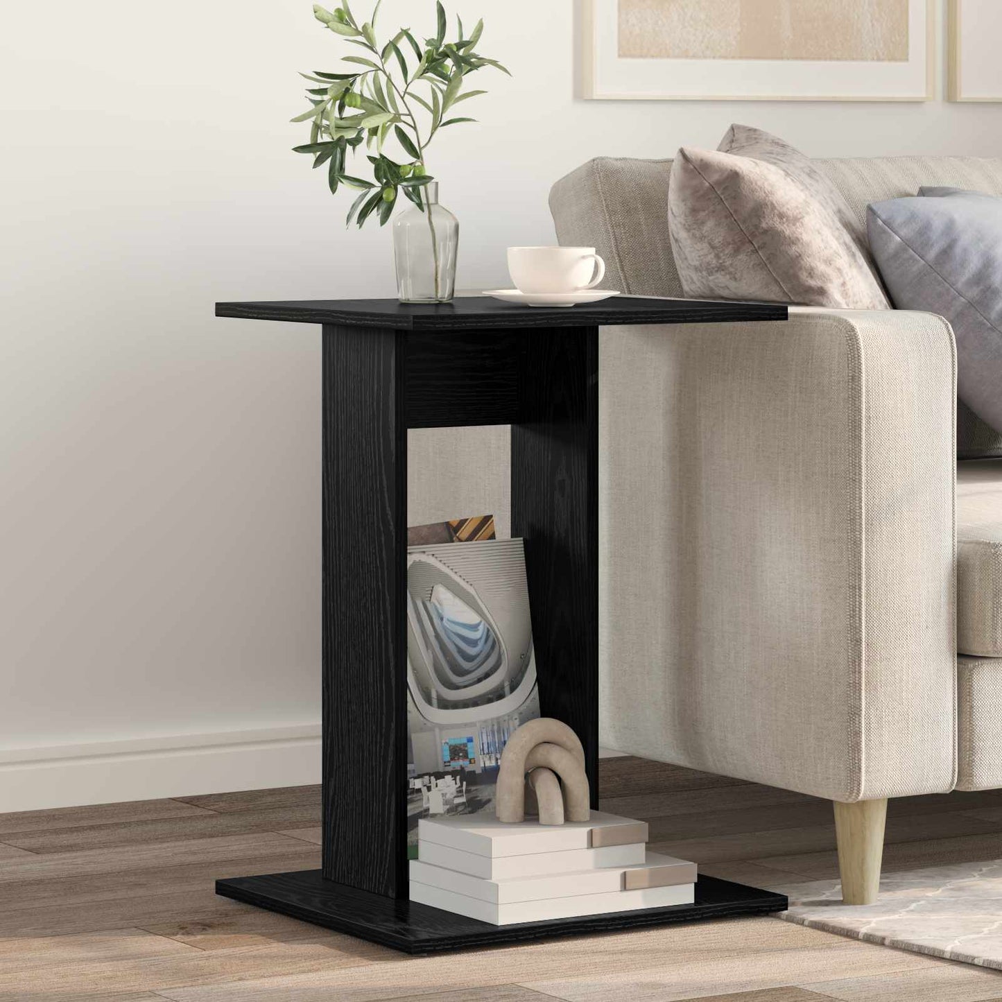 vidaXL Beistelltisch Schwarz Eichen-Optik 45 x 40 x 62,5 cm