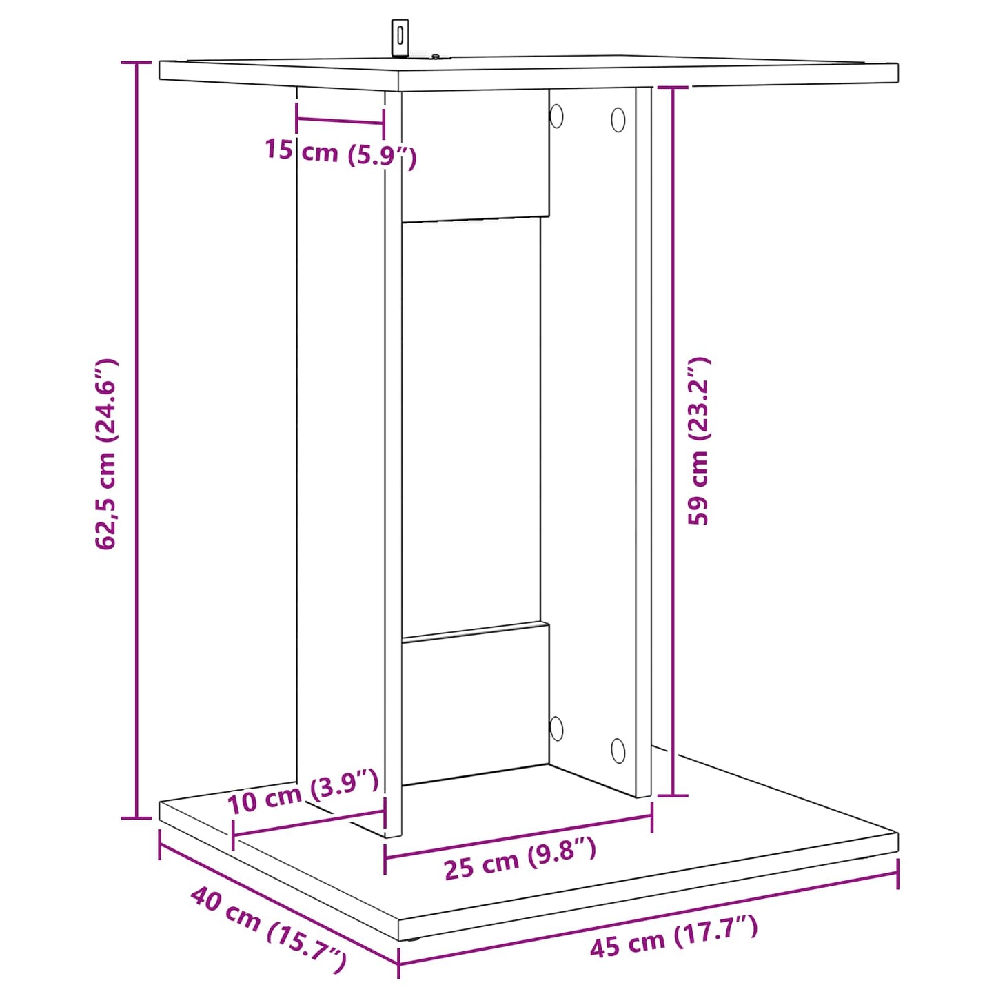 vidaXL Beistelltisch Artisan-Eiche 45 x 40 x 62,5 cm Holzwerkstoff
