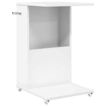 vidaXL Table d'appoint avec roue blanc 40 x 35 x 60 cm en bois d'ingénierie