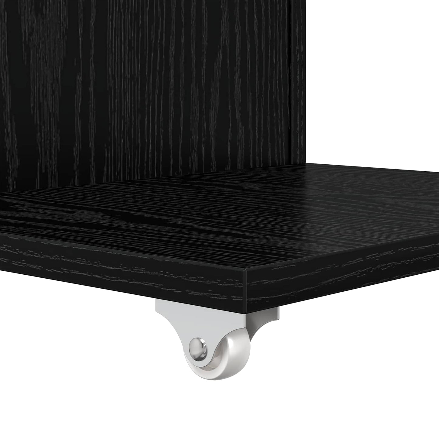 vidaXL Table d'appoint avec roue Noir aspect chêne 40 x 35 x 60 cm