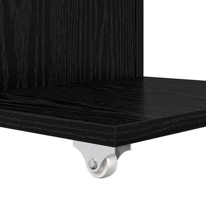 vidaXL Table d'appoint avec roue Noir aspect chêne 40 x 35 x 60 cm