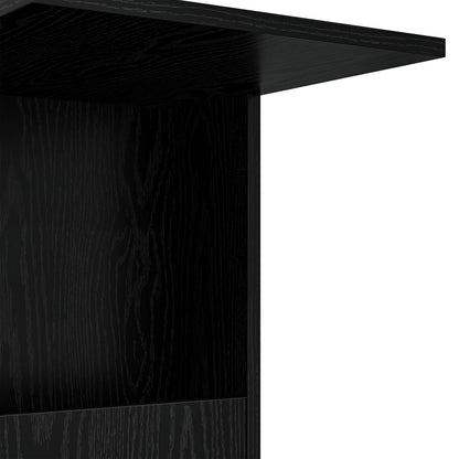 vidaXL Table d'appoint avec roue Noir aspect chêne 40 x 35 x 60 cm