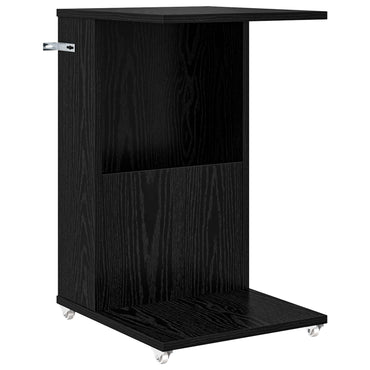 vidaXL Table d'appoint avec roue Noir aspect chêne 40 x 35 x 60 cm