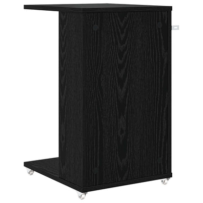 vidaXL Table d'appoint avec roue Noir aspect chêne 40 x 35 x 60 cm