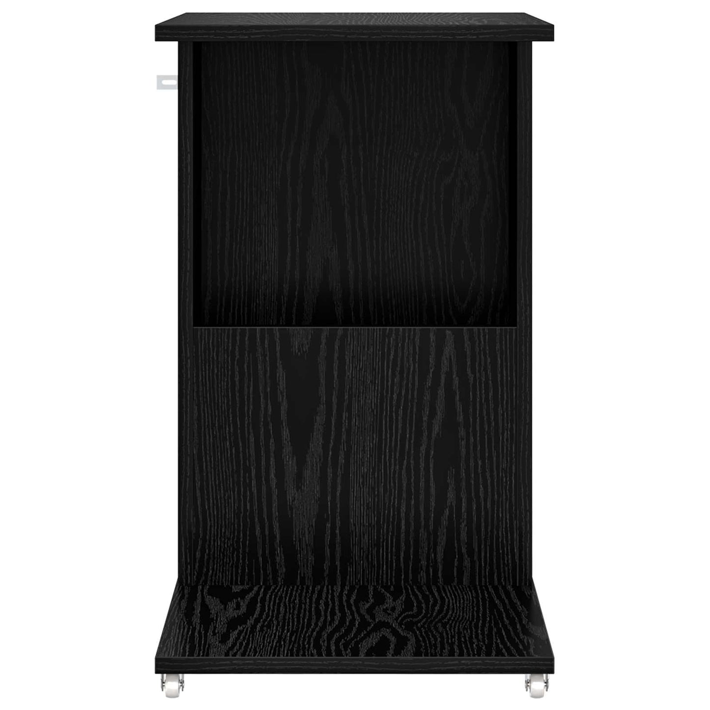 vidaXL Table d'appoint avec roue Noir aspect chêne 40 x 35 x 60 cm