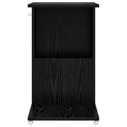 vidaXL Table d'appoint avec roue Noir aspect chêne 40 x 35 x 60 cm