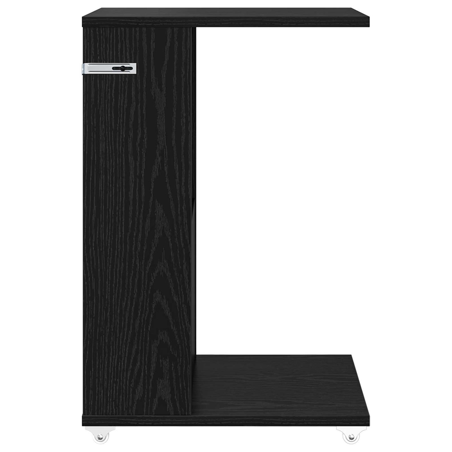 vidaXL Table d'appoint avec roue Noir aspect chêne 40 x 35 x 60 cm