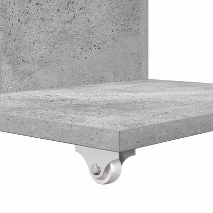 vidaXL Table d'appoint avec roue Béton Gris 40 x 35 x 60 cm Bois d'ingénierie