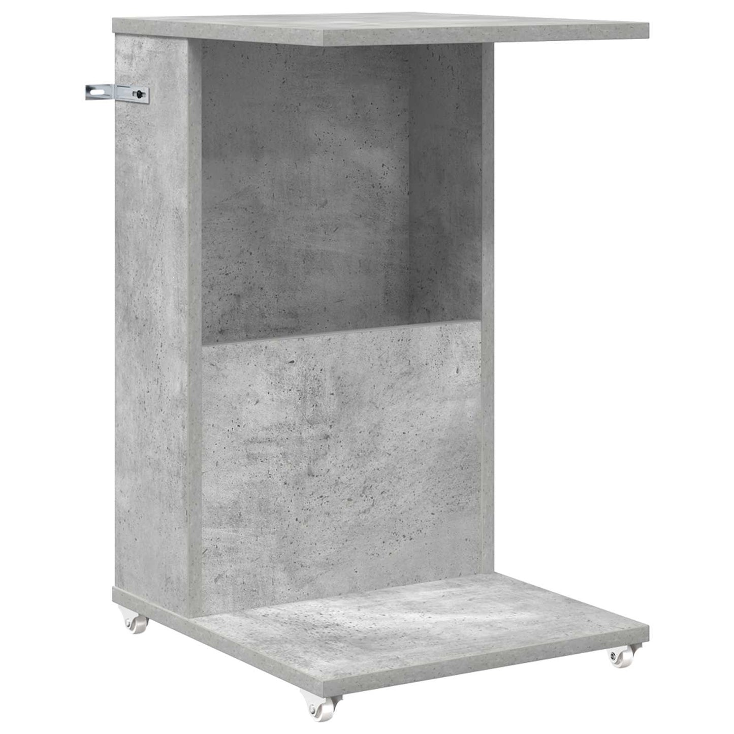 vidaXL Table d'appoint avec roue Béton Gris 40 x 35 x 60 cm Bois d'ingénierie