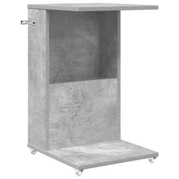 vidaXL Table d'appoint avec roue Béton Gris 40 x 35 x 60 cm Bois d'ingénierie