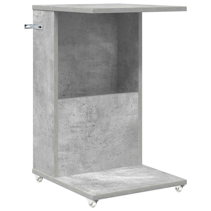 vidaXL Table d'appoint avec roue Béton Gris 40 x 35 x 60 cm Bois d'ingénierie