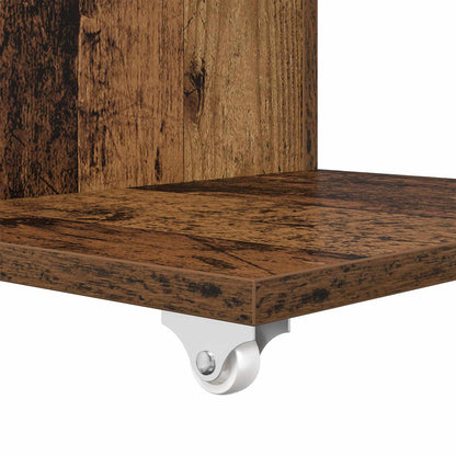 vidaXL Table d'appoint avec roue en bois de récupération 40 x 35 x 60 cm Bois d'ingénierie