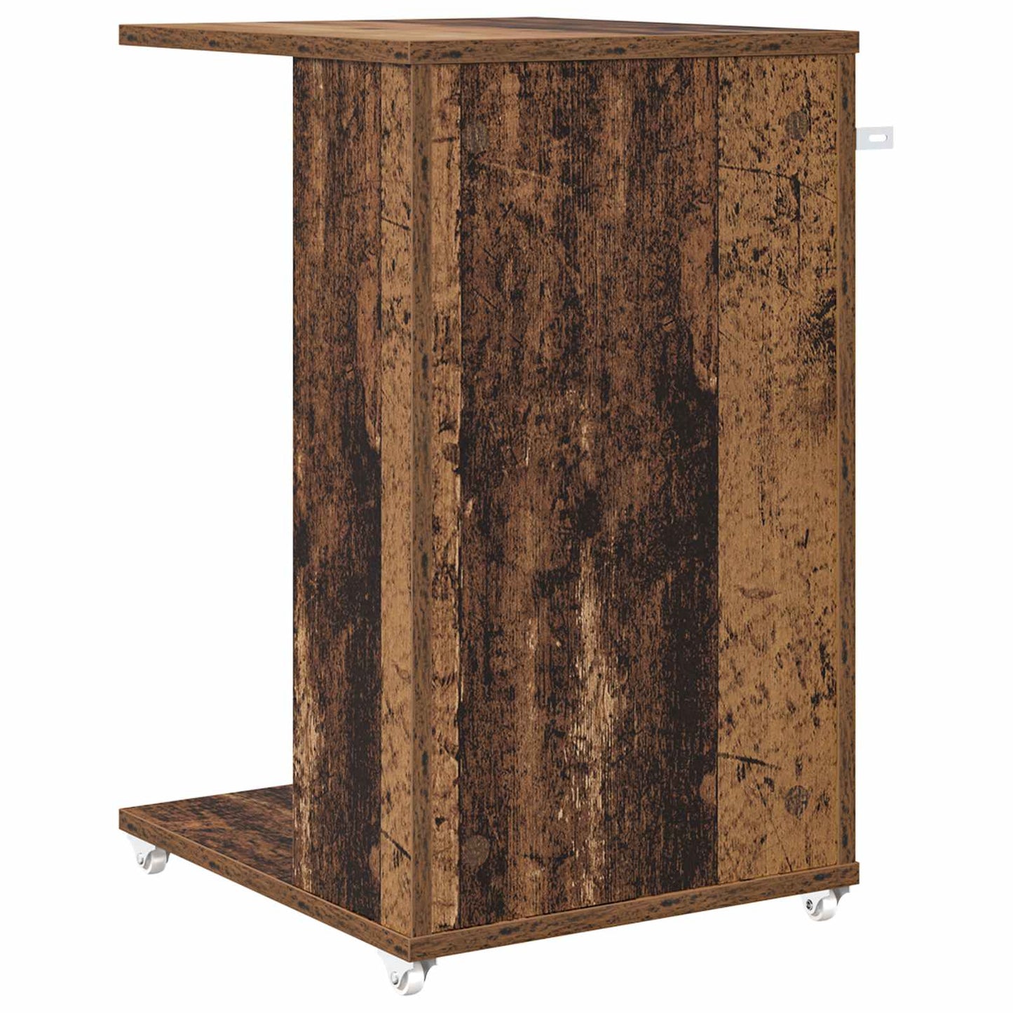 vidaXL Table d'appoint avec roue en bois de récupération 40 x 35 x 60 cm Bois d'ingénierie