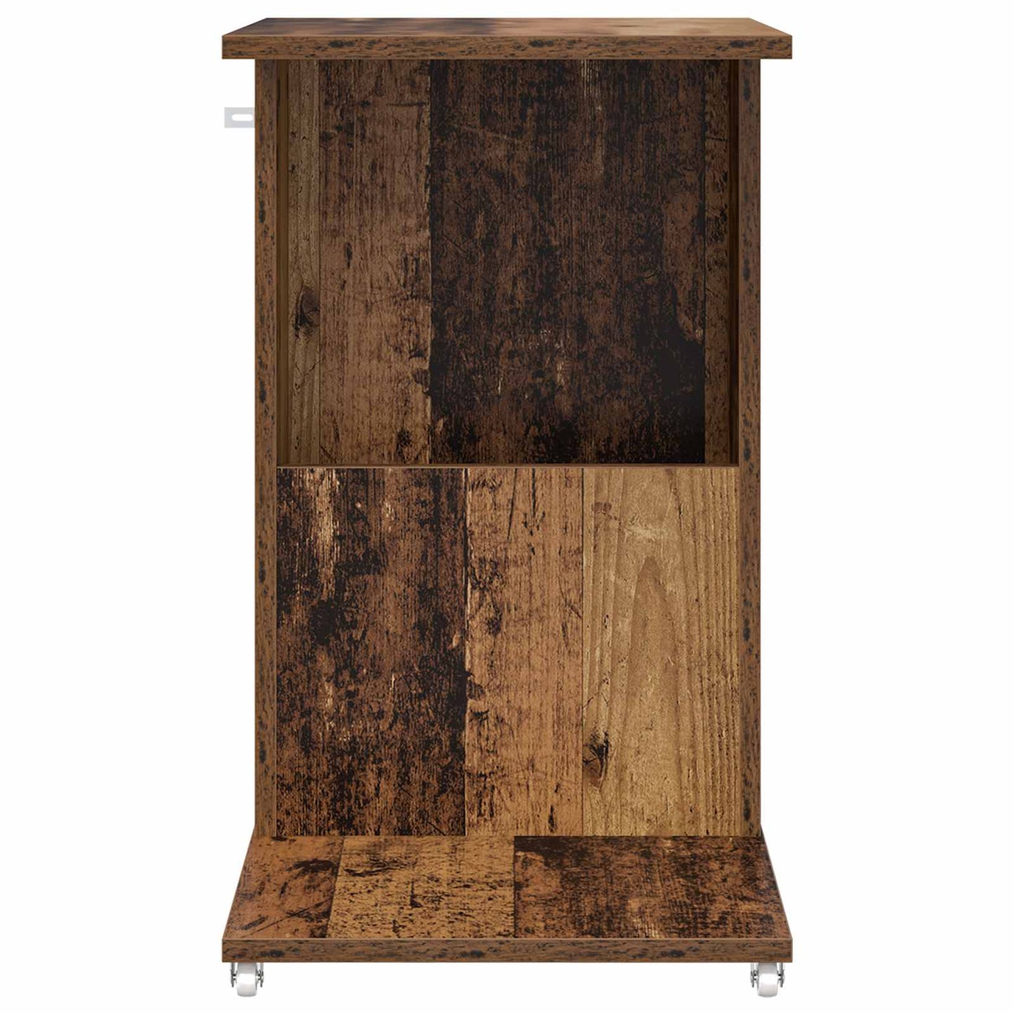 vidaXL Table d'appoint avec roue en bois de récupération 40 x 35 x 60 cm Bois d'ingénierie