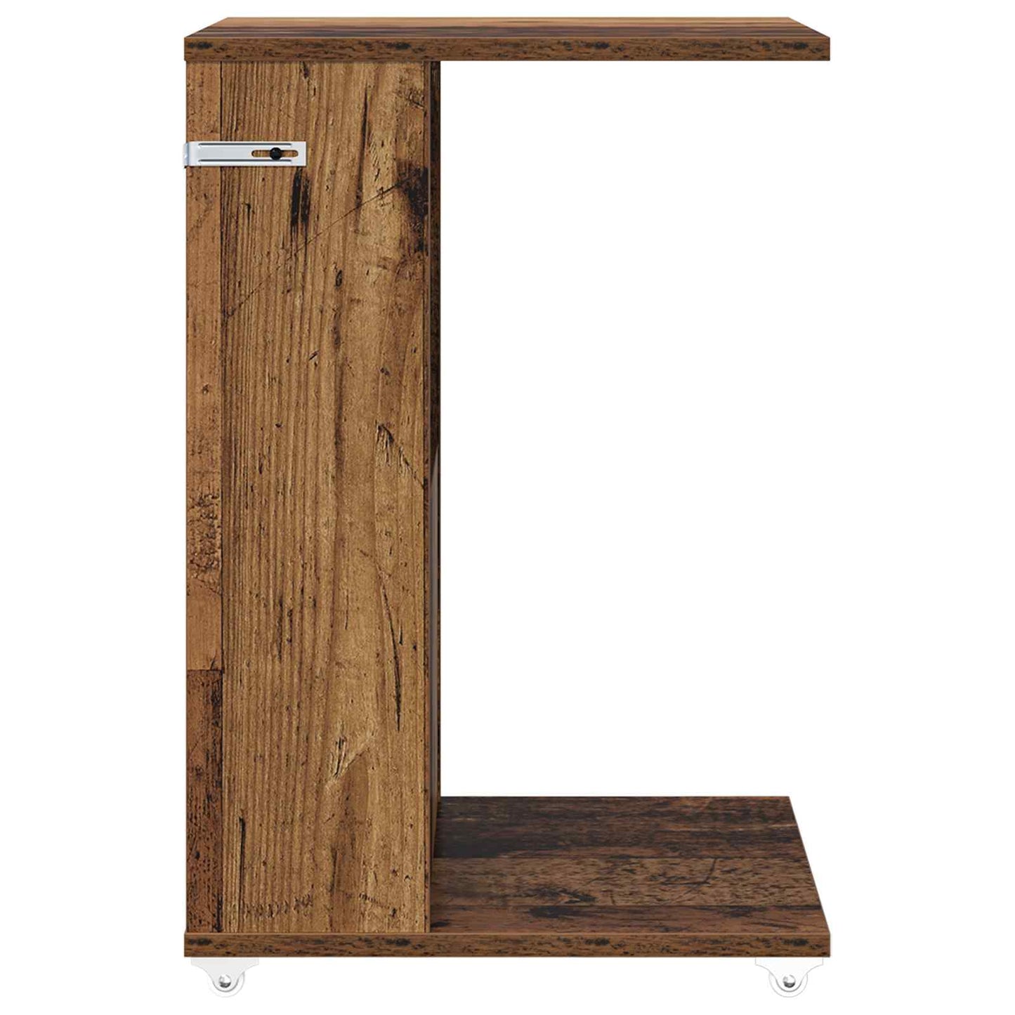 vidaXL Table d'appoint avec roue en bois de récupération 40 x 35 x 60 cm Bois d'ingénierie
