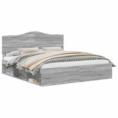 Bettrahmen Graues Sonoma 180 x 200 cm Massives Kiefernholz