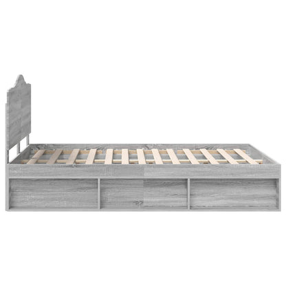 Bettrahmen Graues Sonoma 160 x 200 cm Massives Kiefernholz