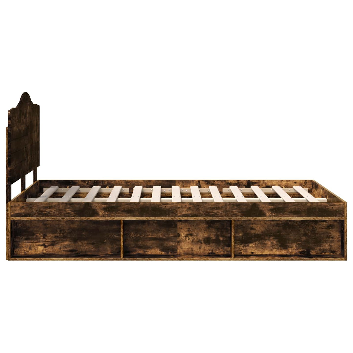 Bettrahmen Geräucherte Eiche 120 x 190 cm Massives Kiefernholz