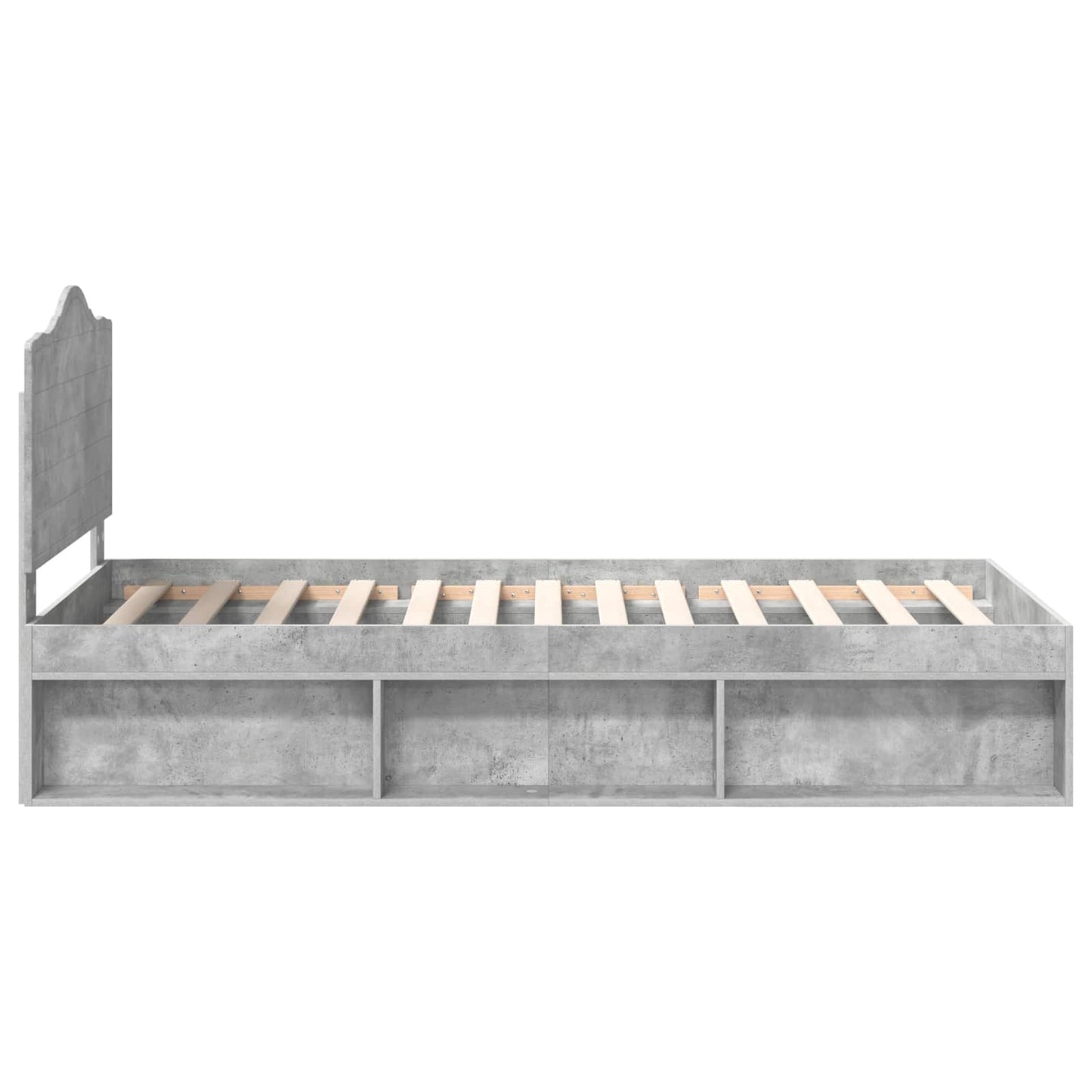 Bettrahmen Beton Grau 100 x 200 cm Massives Kiefernholz