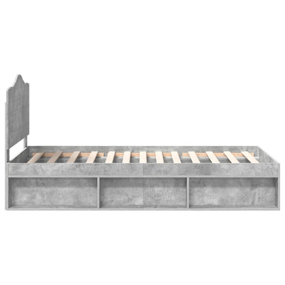 Bettrahmen Beton Grau 100 x 200 cm Massives Kiefernholz