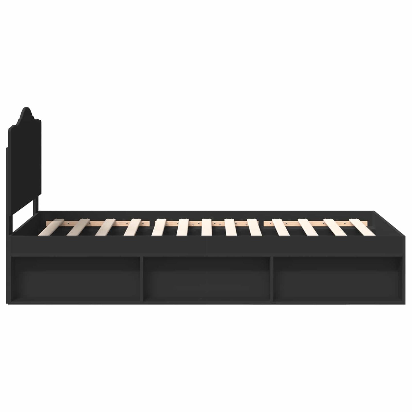 Bettrahmen Schwarz 90 x 200 cm Massives Kiefernholz