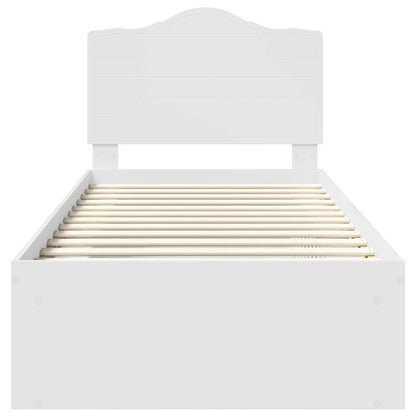 Bettrahmen mit Kopfteil Weiß 90 x 190 cm Massives Kiefernholz