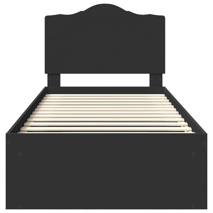 Bettrahmen Schwarz 90 x 190 cm Massives Kiefernholz