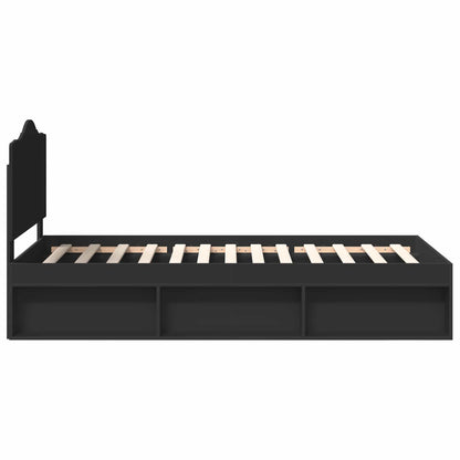 Bettrahmen Schwarz 90 x 190 cm Massives Kiefernholz