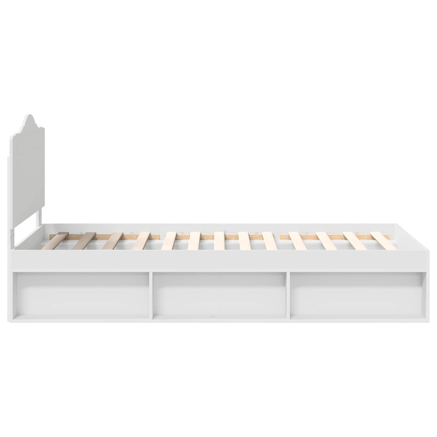 Bettrahmen mit Kopfteil Weiß 75 x 190 cm Massives Kiefernholz