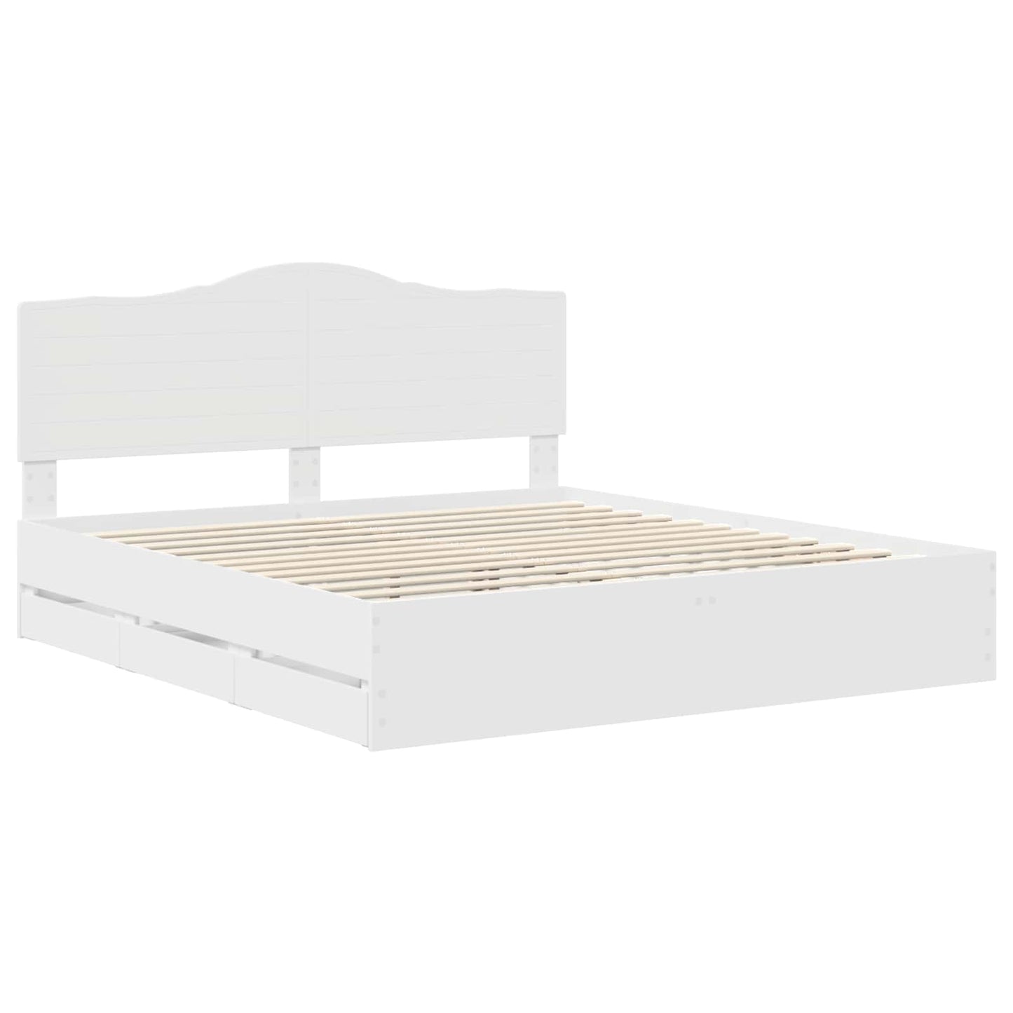 vidaXL Bettrahmen mit Schubladen Weiß 200 x 200 cm Ingenieurs Holz