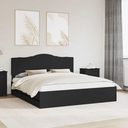 vidaXL Bettrahmen mit Schubladen Schwarz 200 x 200 cm Ingenieurs Holz