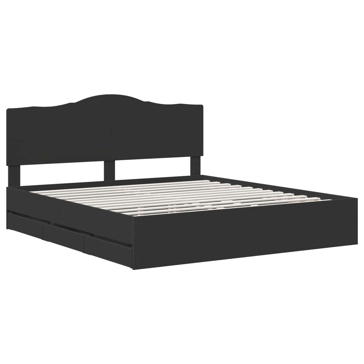 vidaXL Bettrahmen mit Schubladen Schwarz 200 x 200 cm Ingenieurs Holz