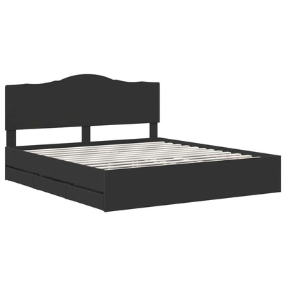 vidaXL Bettrahmen mit Schubladen Schwarz 200 x 200 cm Ingenieurs Holz