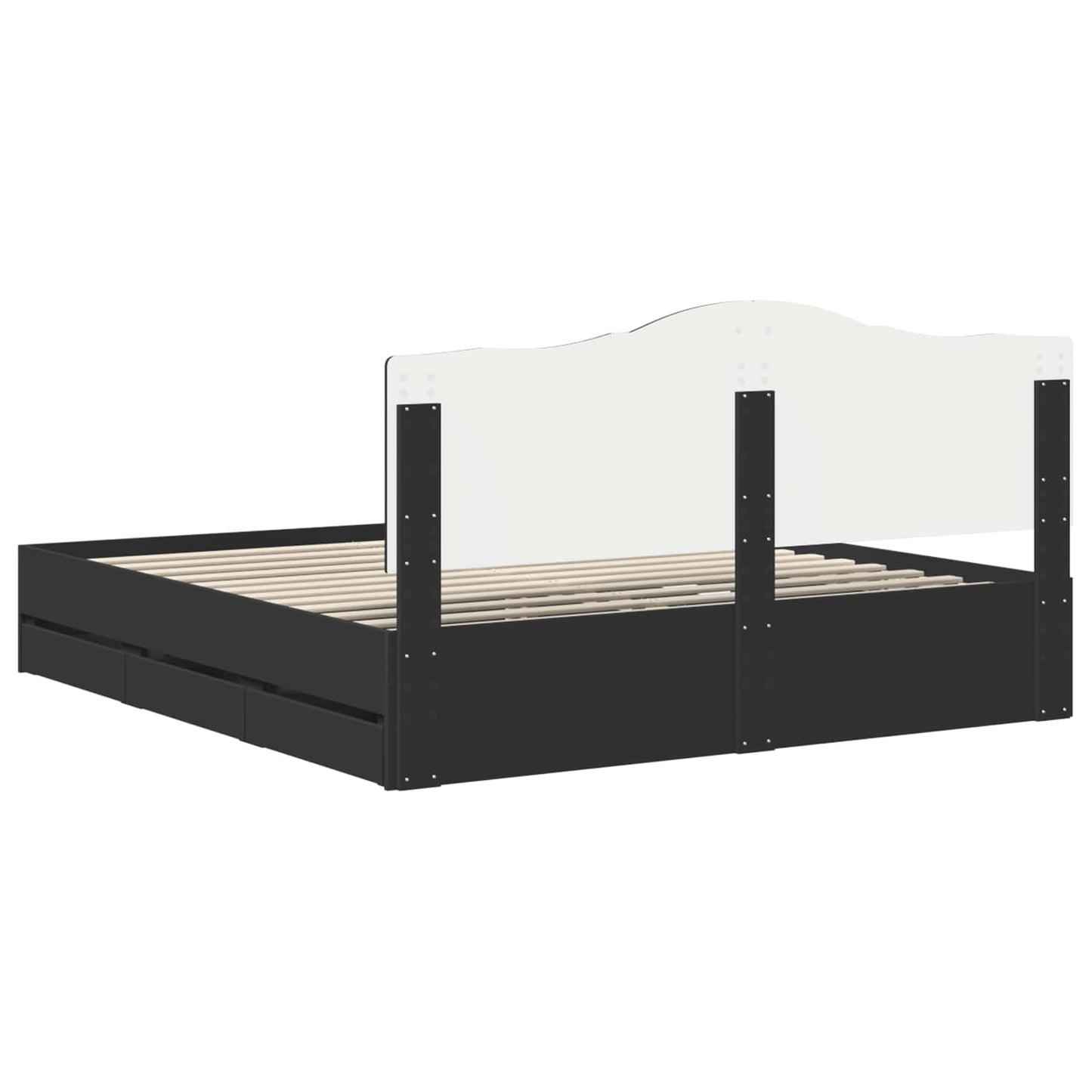 vidaXL Bettrahmen mit Schubladen Schwarz 200 x 200 cm Ingenieurs Holz