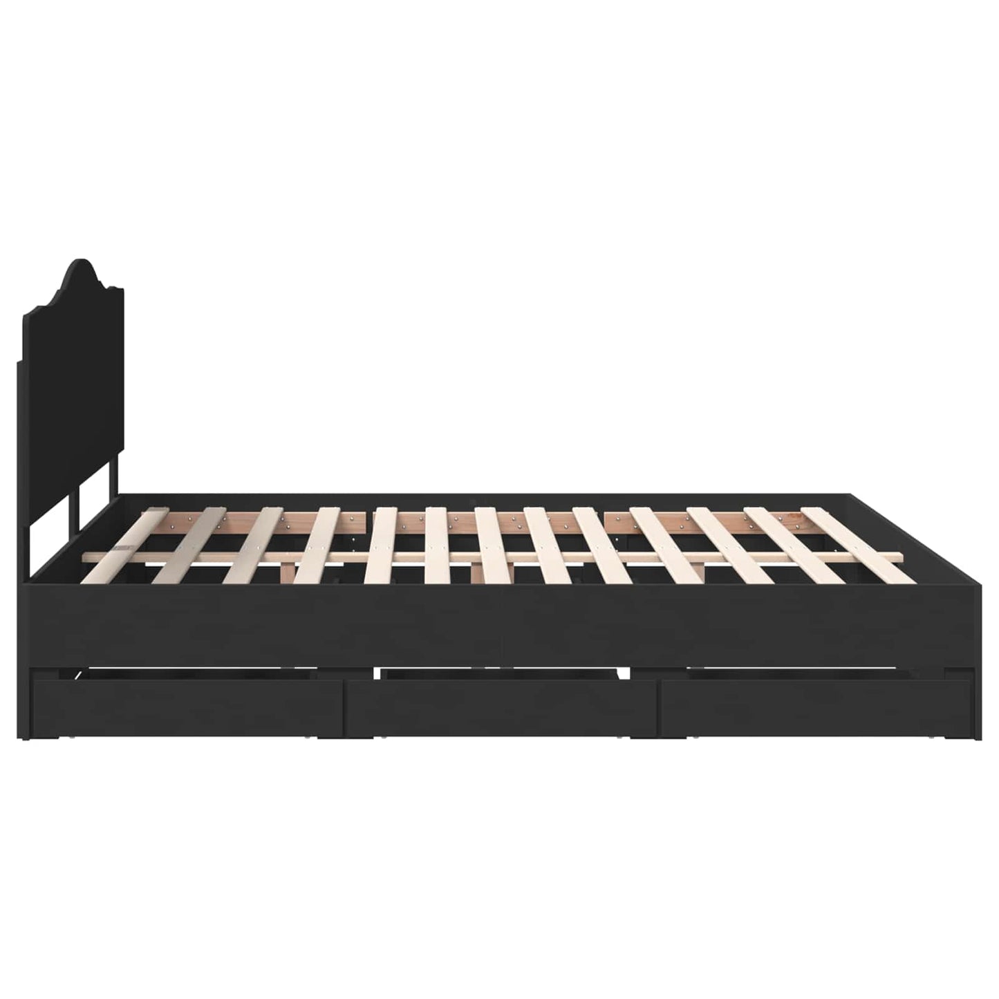 vidaXL Bettrahmen mit Schubladen Schwarz 200 x 200 cm Ingenieurs Holz
