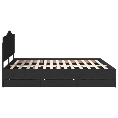 vidaXL Bettrahmen mit Schubladen Schwarz 200 x 200 cm Ingenieurs Holz