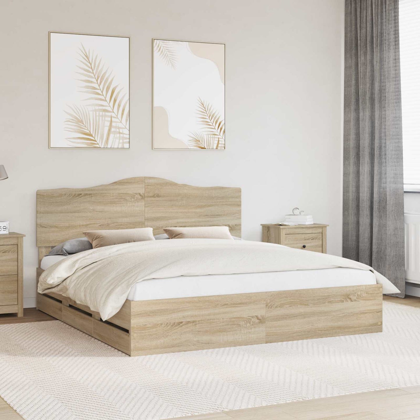 vidaXL Bettrahmen Sonoma-Eiche 200 x 200 cm Ingenieurs Holz