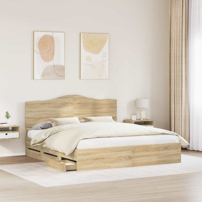 vidaXL Bettrahmen Sonoma-Eiche 200 x 200 cm Ingenieurs Holz