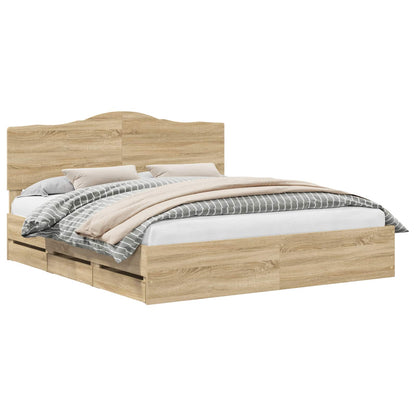 vidaXL Bettrahmen Sonoma-Eiche 200 x 200 cm Ingenieurs Holz