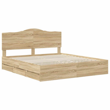 vidaXL Bettrahmen Sonoma-Eiche 200 x 200 cm Ingenieurs Holz