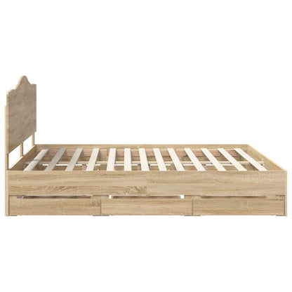 vidaXL Bettrahmen Sonoma-Eiche 200 x 200 cm Ingenieurs Holz