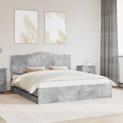 vidaXL Bettrahmen mit Kopfteil Beton Grau 200 x 200 cm Ingenieurs Holz