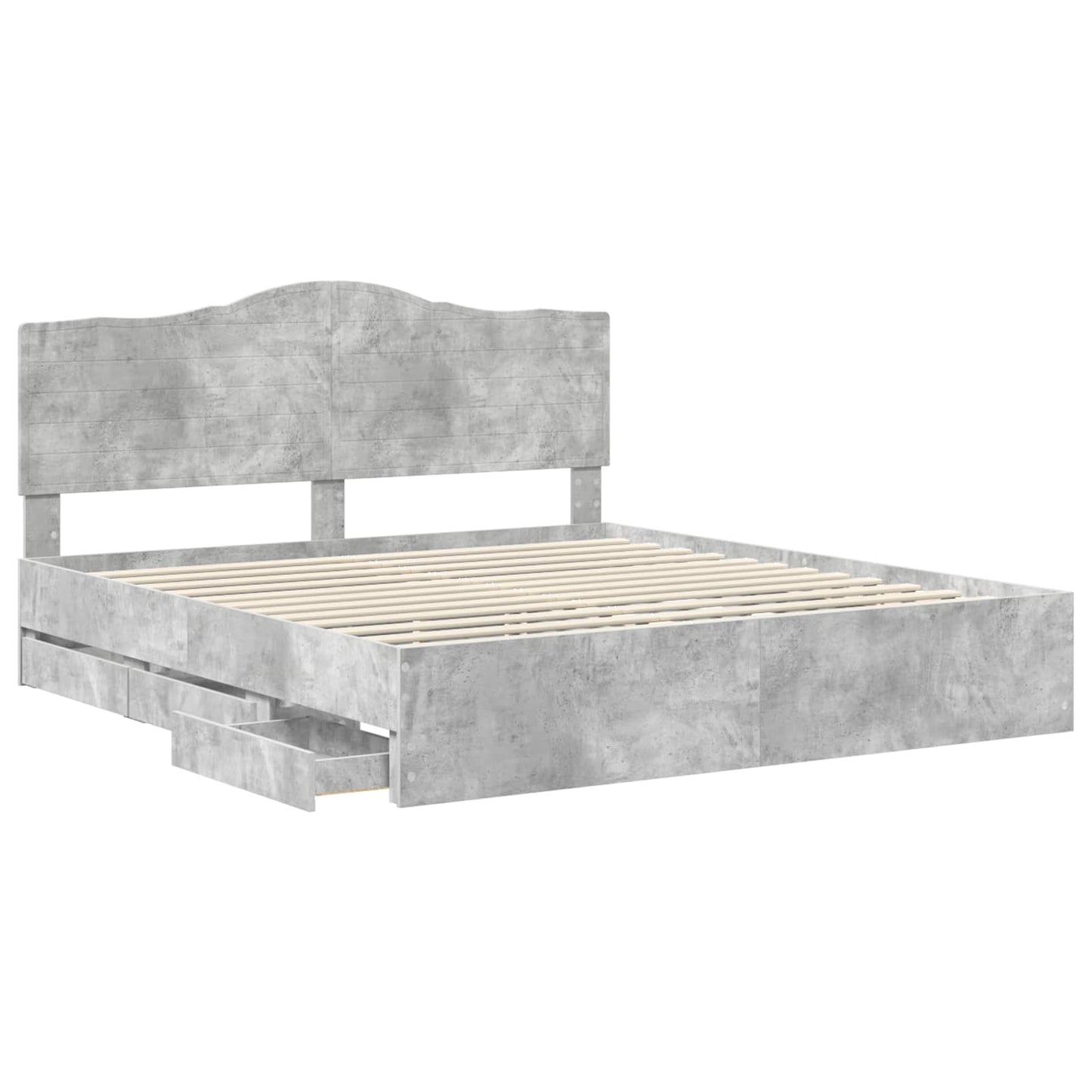 vidaXL Bettrahmen mit Kopfteil Beton Grau 200 x 200 cm Ingenieurs Holz