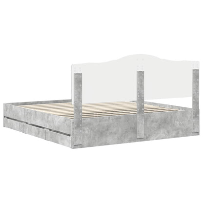 vidaXL Bettrahmen mit Kopfteil Beton Grau 200 x 200 cm Ingenieurs Holz